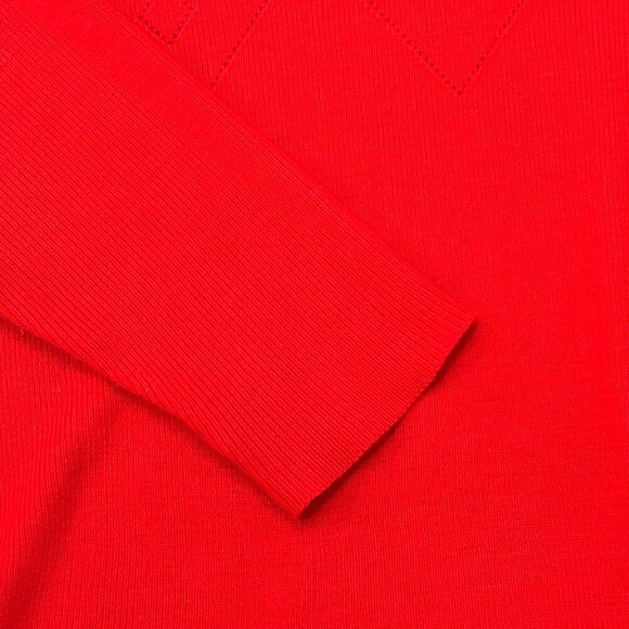 Vintage Red Knit Pullover with Scalloped Collar & Front Pockets - Picture 7 of 12